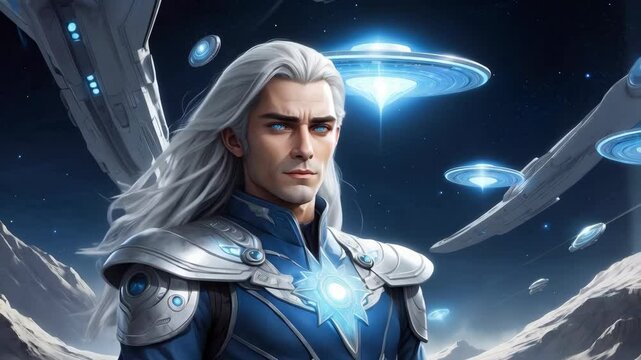 Ashtar, the Pleiadian commander of the Silver Fleet, the military branch of the Galactic Federation of Light
