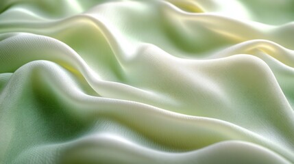 Obraz premium Draped pastel green silk fabric texture, studio shot, background blur, textile design