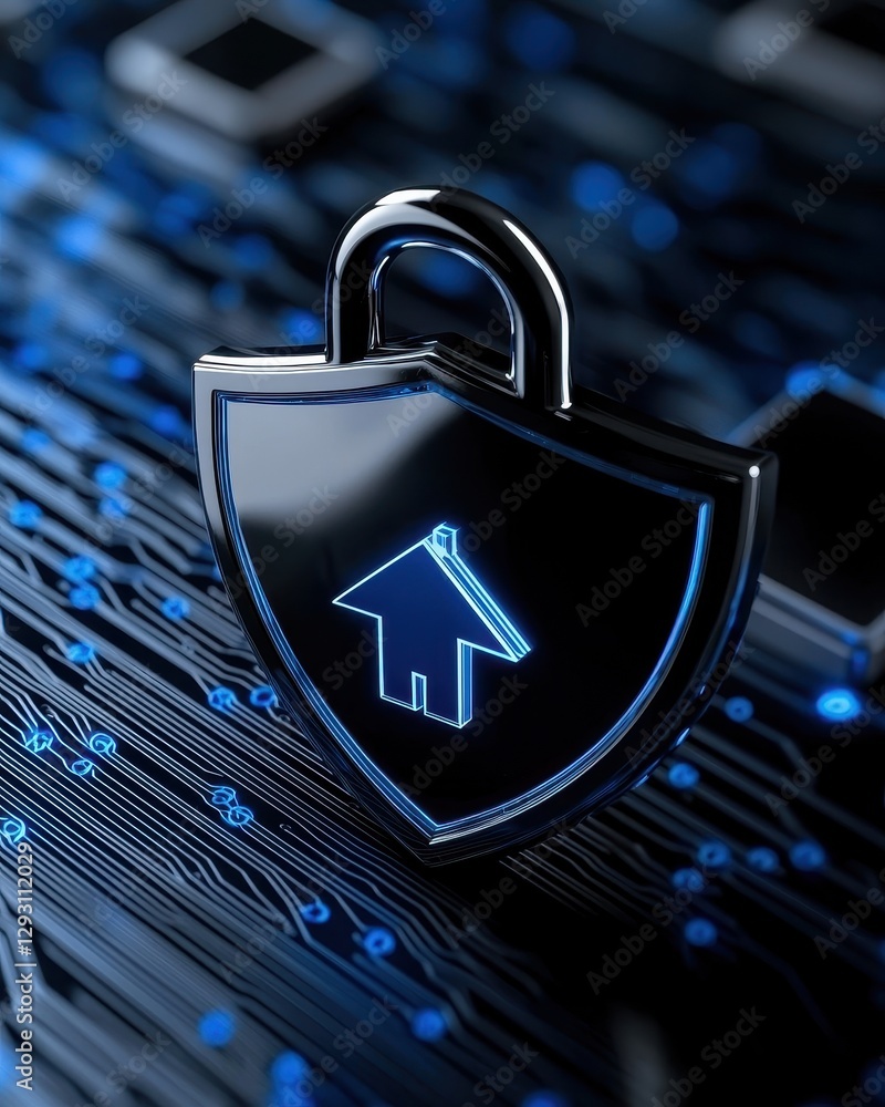 Poster a digital lock symbolizing home security and technology integration.