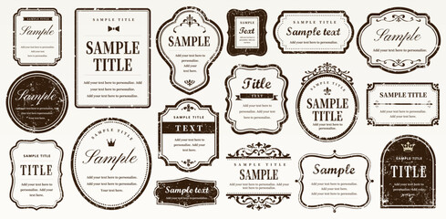 Labels and badges, retro frame, luxury ornate logo symbols. Vintage design elements set. vector illustration..eps