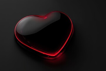 A red heart-shaped vector graphic on a black background, with glowing light effects,