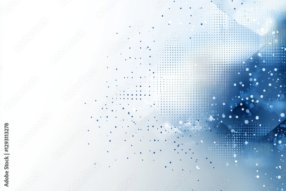 Poster abstract blue digital background with scattered dots and lines creating a modern design aesthetic