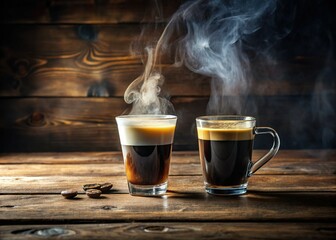 Iced Coffee and Milk: Refreshing Morning Drinks, Stock Photo