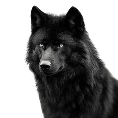 Majestic Black Wolf on White on transparent background.