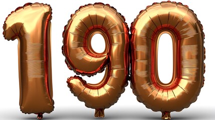 Bronze balloons, number 190, white background