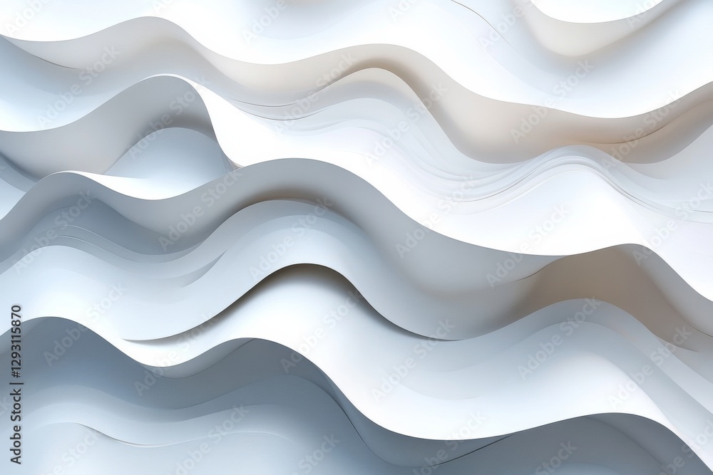 Poster abstract patterns of flowing white paper create a serene visual effect