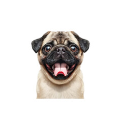 Obraz premium Happy Pug Dog with Open Mouth and Playful Expression Isolated
