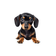 Obraz premium Cute Small Dog Sitting Front View with Big Eyes and Adorable Face