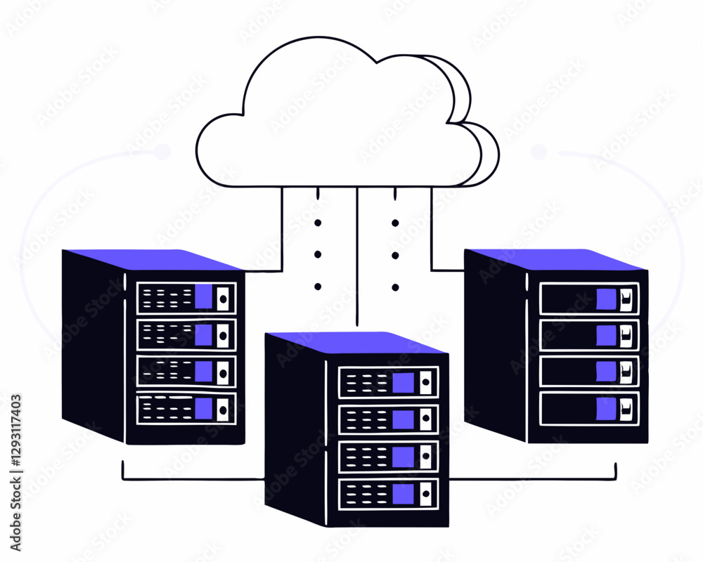 Aufkleber cloud computing technology concept, data center and servers. vector illustration. cloud computing te
