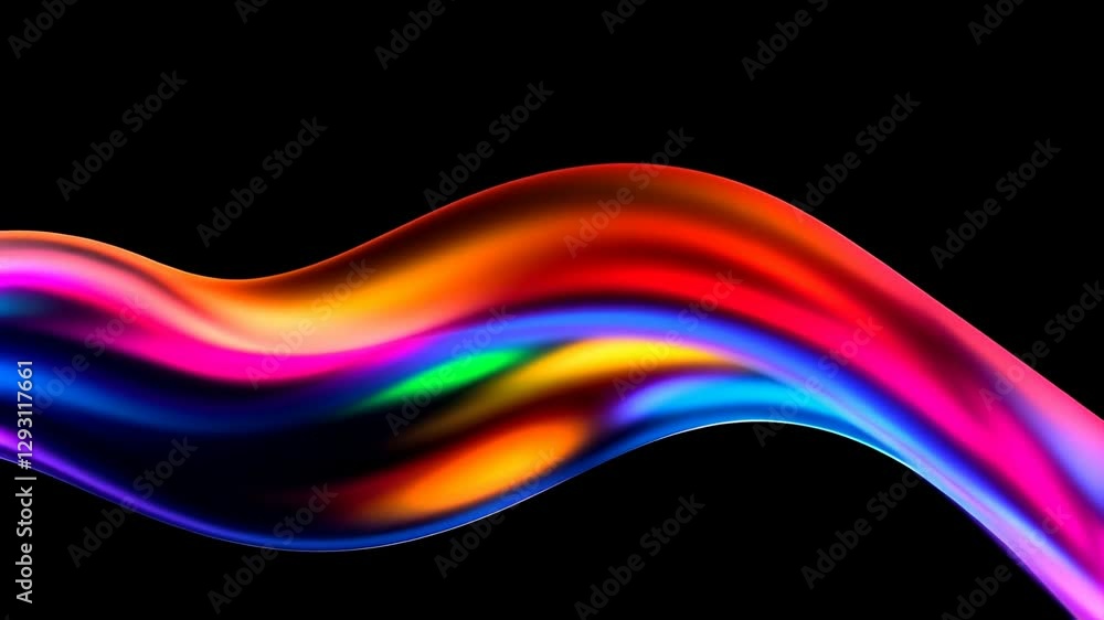 Poster colorful wave of light creates mesmerizing patterns in dark background