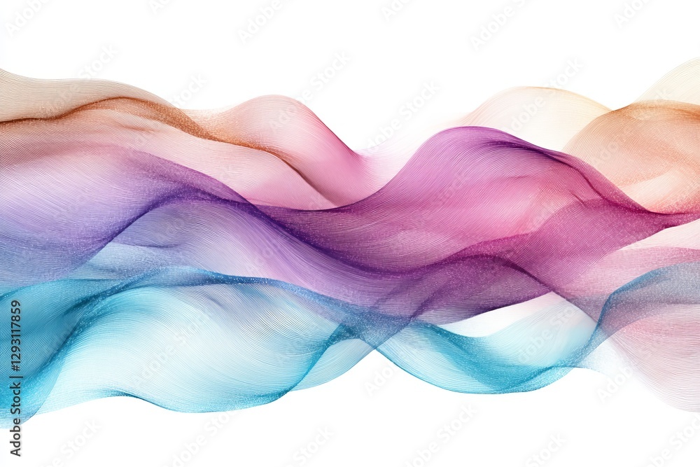 Poster colorful flowing waves create a harmonious blend of shades in a serene abstract design