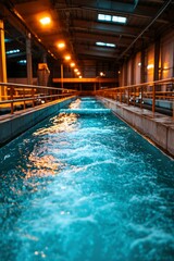 Obraz premium Water Treatment Plant Flowing Water in Industrial Setting