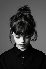 Fototapeta premium Girl with Braided Hairstyle in Studio Portrait