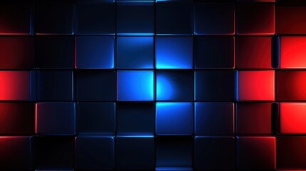 Abstract background blue and red illuminated geometric cube pattern
