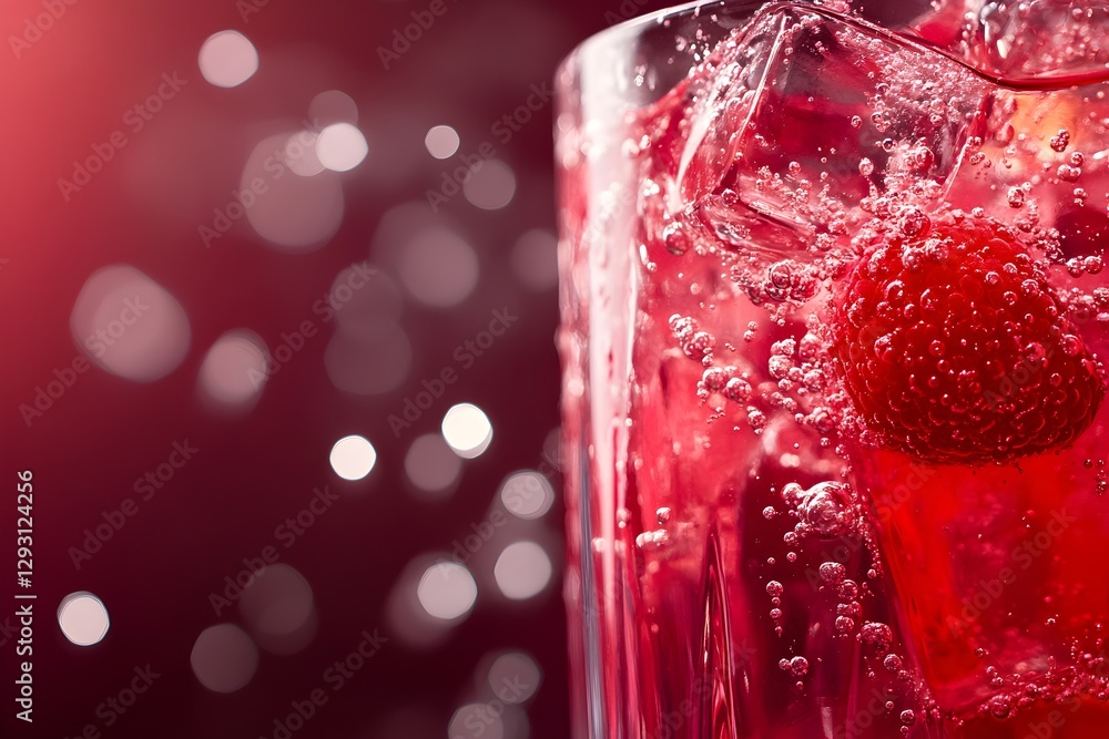 Aufkleber refreshing raspberry cooler with ice and sparkling bubbles, perfect for summer