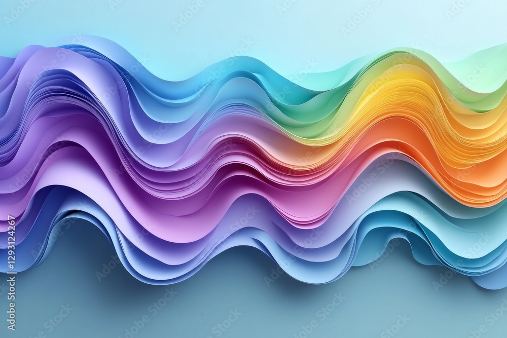 Poster colorful wavy layers of creased paper create a vibrant abstract background suitable for various desi