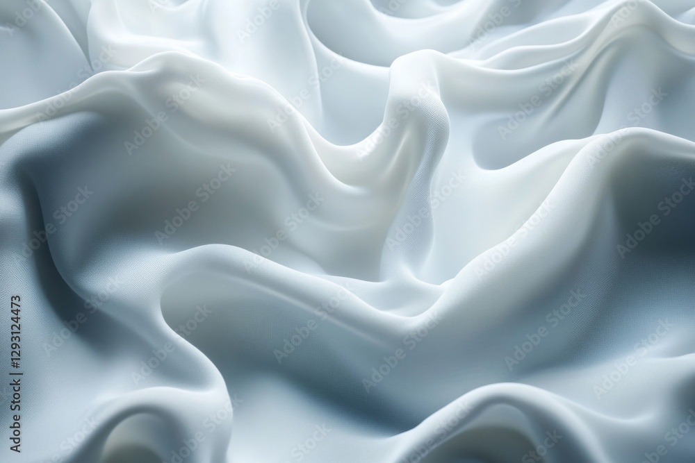 Poster light blue silky fabric draped with elegant folds and soft texture creating a serene atmosphere