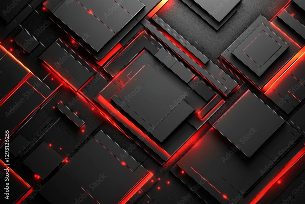 Poster modern abstract design with black and red geometric shapes creating a dynamic visual effect