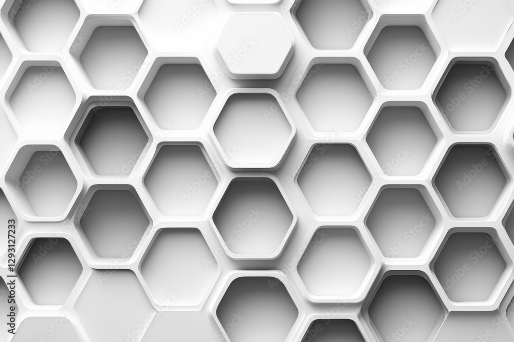 Poster modern abstract design with hexagonal patterns in white, creating a sleek and minimalist appearance 
