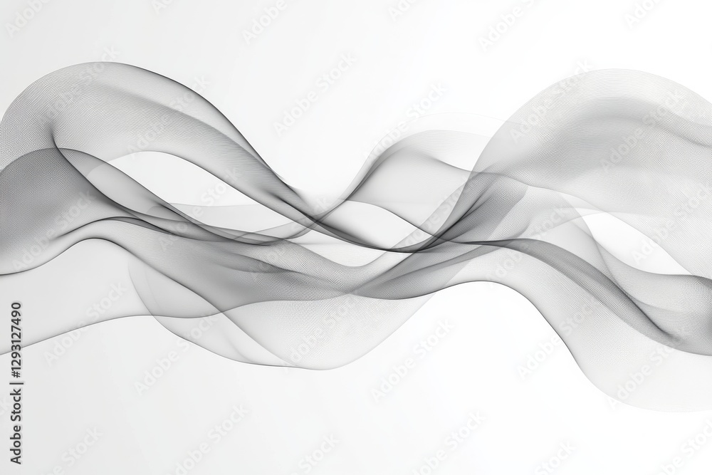 Poster abstract black and white flowing waves create a dynamic visual effect against a light background