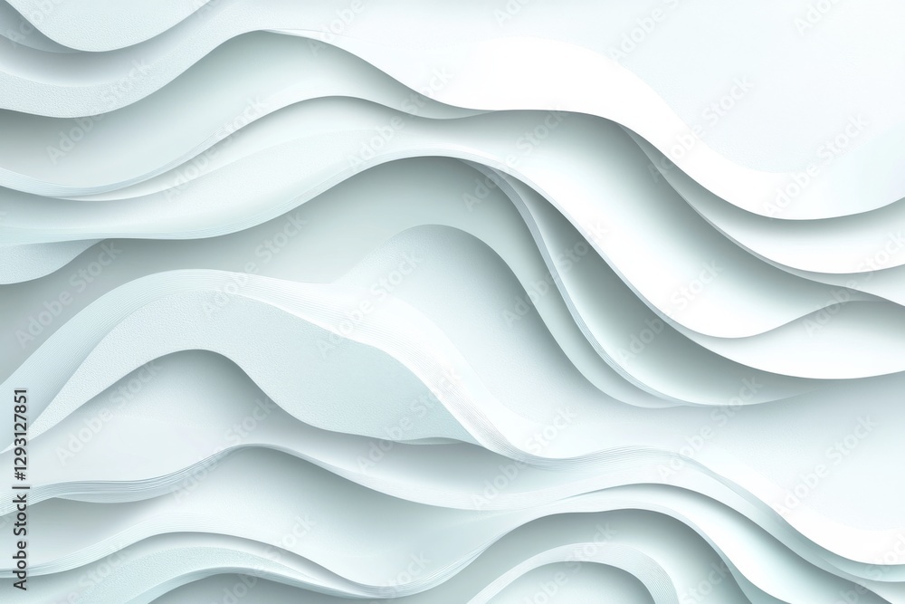 Poster abstract design showcasing layered white paper waves creating a serene background effect at a soft t