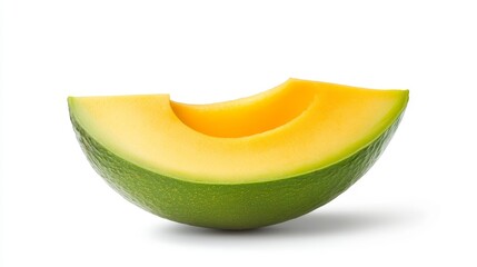 Fresh Slice of Yellow Melon on a White Background