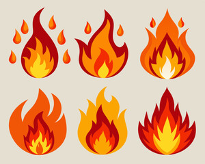 Collection of 10 Fire and Flame Icons – High-Quality Vector Illustrations.