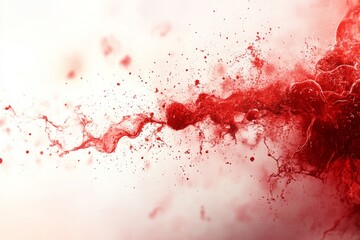 Dynamic splash of red liquid creates an artistic explosion against a light background