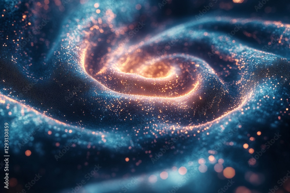 Aufkleber swirling patterns of blue and gold create a cosmic illusion in abstract design resembling a galaxy