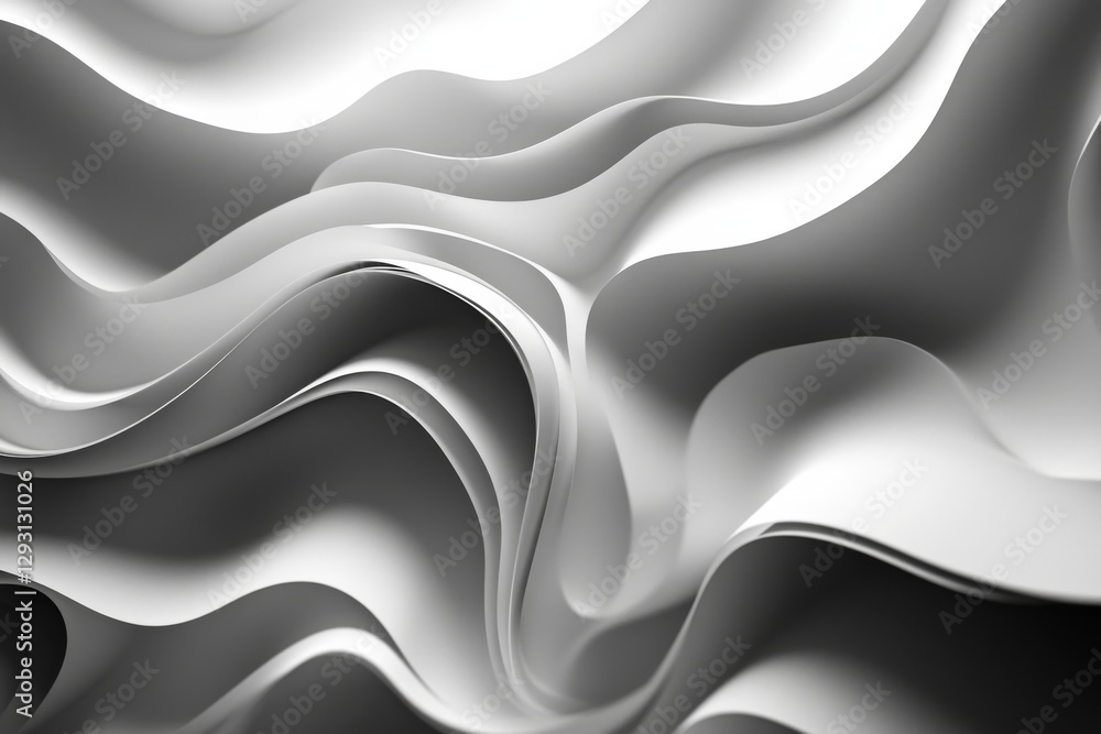 Poster intricate patterns of white, flowing folds created in textured paper showcasing elegance and simplic