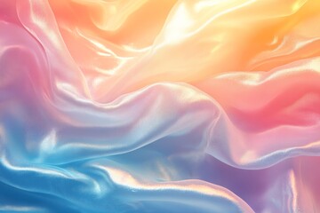 Fototapeta premium Brightly colored silky fabric draping softly in pastel shades, creating a smooth and elegant texture in natural light