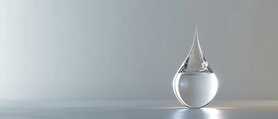 Fototapeta premium A clear drop of water is sitting on a white background