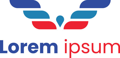 wing logo icon blue and red