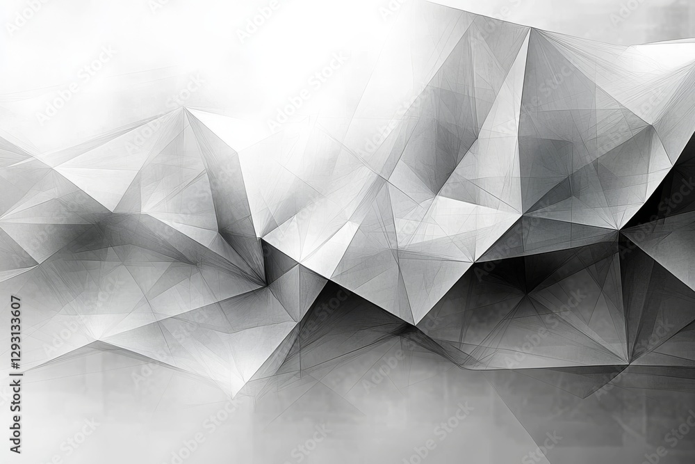 Poster intricate geometric patterns create an abstract landscape with a mix of light and shadow effects