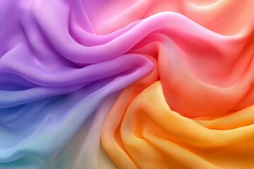 Obraz premium Colorful flowing fabric transitions from purple to orange with soft texture and delicate drapes