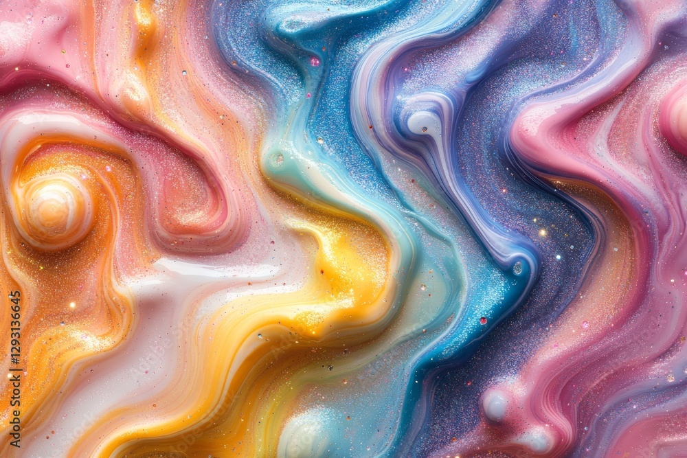 Poster colorful abstract swirl with glitter creates a mesmerizing visual effect in a vibrant display of hue