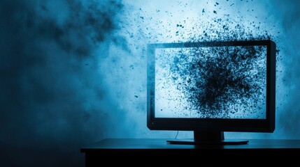 Fototapeta premium A digital glow emanating from a blank computer screen, symbolizing the spark of innovation in technology.