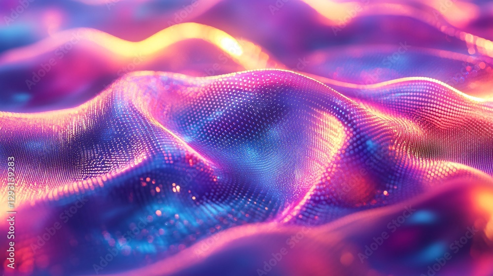 Aufkleber a vibrant, abstract representation of flowing waves with luminous pink and blue hues, creating a mes