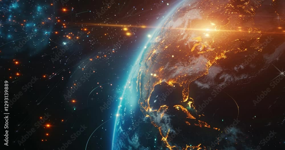 Poster world map and global network connection. digital global network. abstract background. futuristic tec