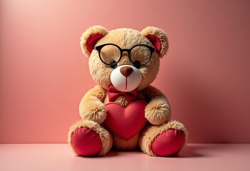 Playful Teddy Romance: Create a lovesick backdrop featuring a retro-style teddy bear with adorable accessories, ideal for whimsical, nostalgic, and charming designs.

