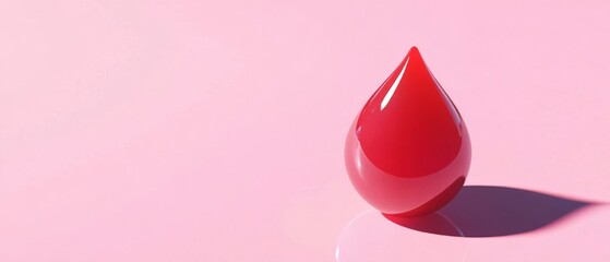 Fototapeta premium A red drop of blood is on a pink background