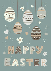 Happy Easter in gray green and beige colors 13