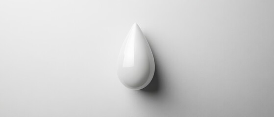 A white drop of water is shown on a white background