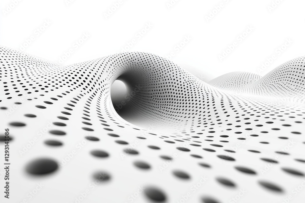 Poster abstract patterns create a mesmerizing landscape of dots flowing across a smooth surface in minimali