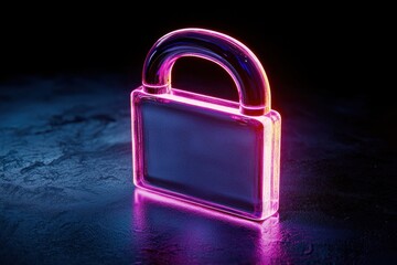 Fototapeta premium A neon lock symbolizing security and protection in a digital world.