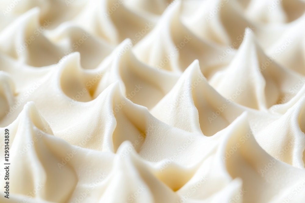 Poster close-up of beautifully piped cream peaks on a dessert highlighting skillful pastry craftsmanship an