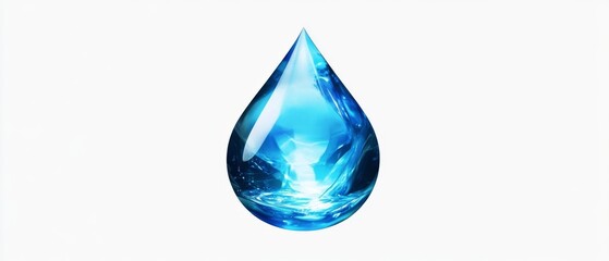 Obraz premium A blue drop of water with a clear, sparkling surface