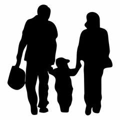 silhouette of father, mother and child