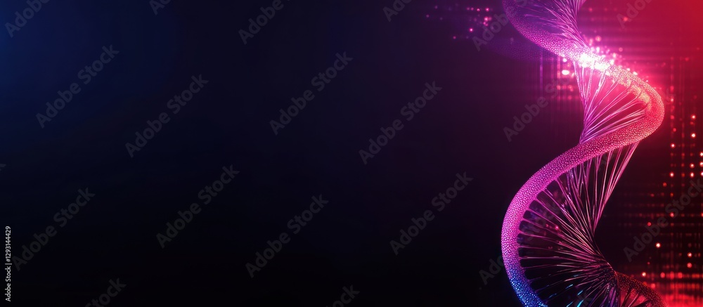 Poster abstract dna helix molecular structure with futuristic technology