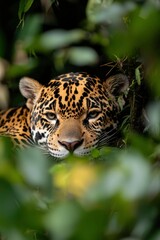 Obraz premium Jaguar Resting in Lush Green Foliage